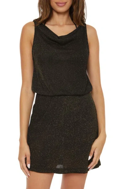 Becca Gilded Metallic Cover-up Sheath Dress In Black