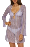 Becca Golden Beach Long Sleeve Lace Cover-up Tunic In Bellflower