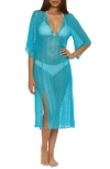 Becca Golden Mesh Cover-up Dress In Pool