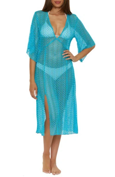 Becca Golden Mesh Cover-up Dress In Pool