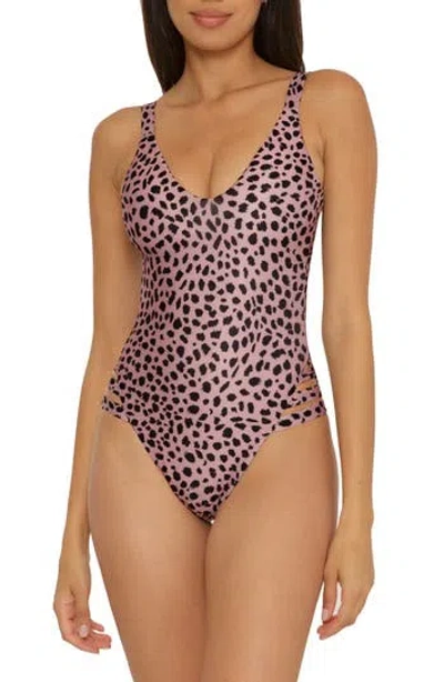 Becca High Leg One-piece Swimsuit In Brown