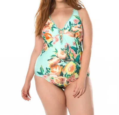 Becca High Tea Plunge One Piece Swimsuit - Plus In Bec High Tea In Multi