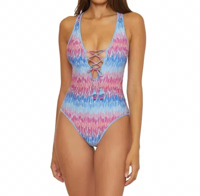 Becca Joshua Tree Corset One Piece Swimsuit In Multi Blue