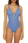 Becca Keyhole One-piece Swimsuit In Blue