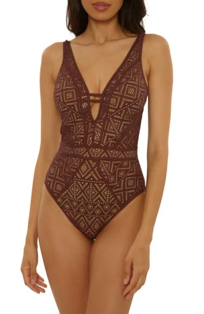 Becca Keyhole One-piece Swimsuit In Brown