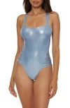Becca Liquid Metal One-piece Swimsuit In Light Blue