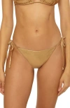 Becca Liquid Metal Side Tie Bikini Bottoms In Brown