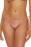 Becca Liquid Metal Side Tie Bikini Bottoms In Peach Fuzz