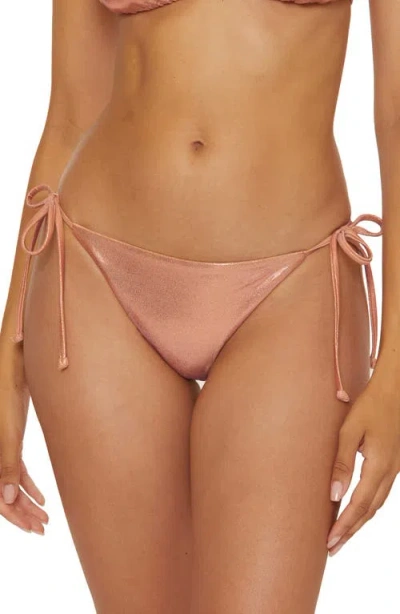 Becca Liquid Metal Side Tie Bikini Bottoms In Peach Fuzz