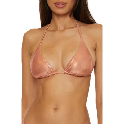 Becca Liquid Metal Triangle Bikini Top In Peach Fuzz