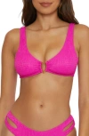 Becca Luminous Stephanie Scoop Neck Bikini Top In Vivid Pink