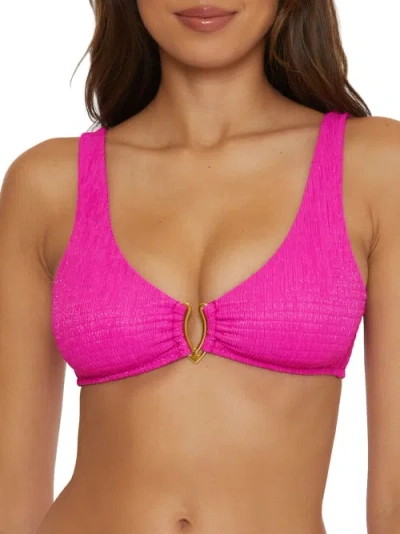 Becca Luminous Stephanie Scoop Neck Bikini Top In Vivid Pink