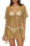 Becca Lustre Open Knit Cover-up Tunic In Antique Gold