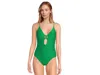 Becca Luxe Evelynn Plunge Swimsuits Women's Buckle One Piece Nwo164 In Green