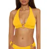 Becca Marble Canyon Ring Halter Bikini Top In Yellow