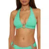 Becca Marble Canyon Ring Halter Bikini Top In Aqua Sea