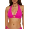 Becca Marble Canyon Ring Halter Bikini Top In Azalea