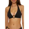 Becca Marble Canyon Ring Halter Bikini Top In Black