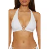 Becca Marble Canyon Ring Halter Bikini Top In White