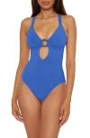 Becca Line N Sand Cutout One-piece Swimsuit In Blue