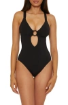 Becca Marble Canyon Ring One-piece Swimsuit In Black