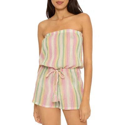 Becca Mare= Womens Sheer Short Romper In Multi