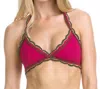 Becca Medina Crochet Halter Bikini Top (up To D-cup) In Raspberry In Multi