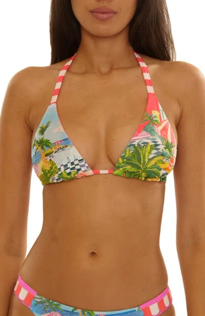 Becca Miami Beach Reversible Triangle Bikini Top In Multi