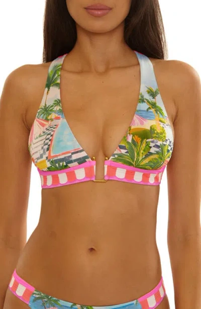 Becca Miami Modern Edge Halter Bikini Top In Multi