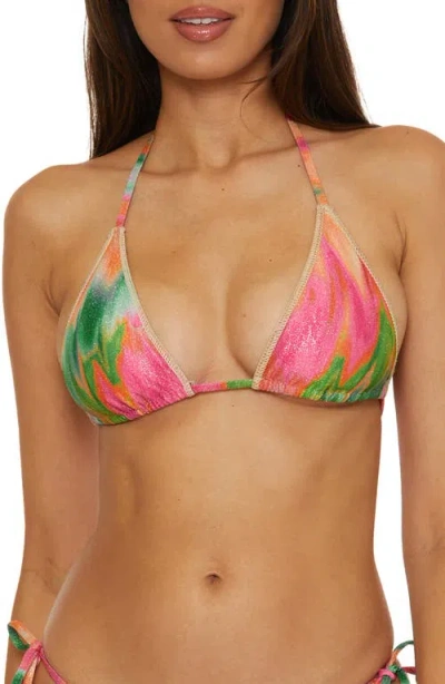 Becca Mirage Metallic Triangle Bikini Top In Multi