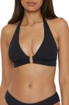 Becca Modern Edge Halter Bikini Top In Black