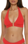 Becca Modern Edge Halter Bikini Top In Fire