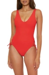 Becca Modern Edge High Cut One-piece Swimsuit In Fire