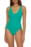 Becca Modern Edge High Cut One-piece Swimsuit In Peacock