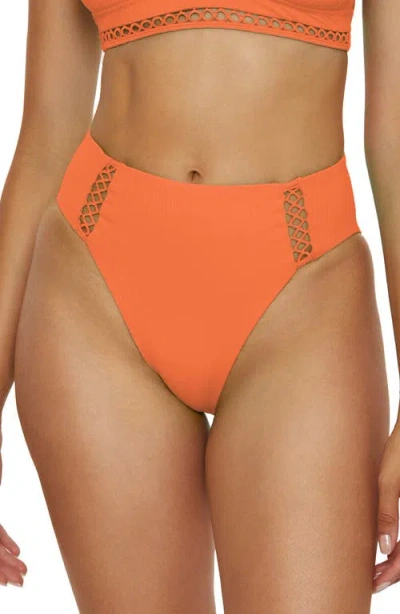 Becca Modern Edge High Waist Bikini Bottoms In Orange