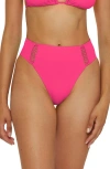 Becca Modern Edge High Waist Bikini Bottoms In Pink