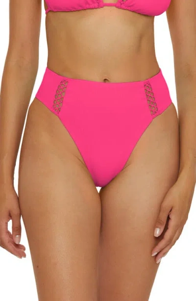 Becca Modern Edge High Waist Bikini Bottoms In Pink