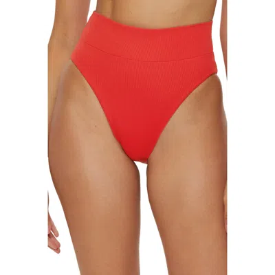 Becca Modern Edge High Waist Bikini Bottoms In Fire