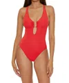 Becca Modern Edge One Piece Swimsuit In Red In Red