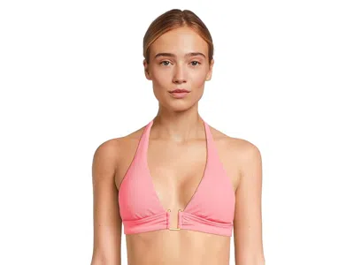 Becca Modern Edge Rib Mira U Buckle Halter Top In Pink