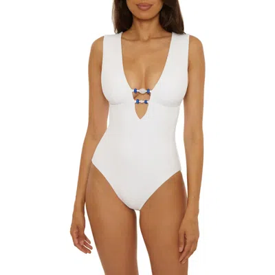 Becca Modern Edge Rib One-piece Swimsuit In Brown