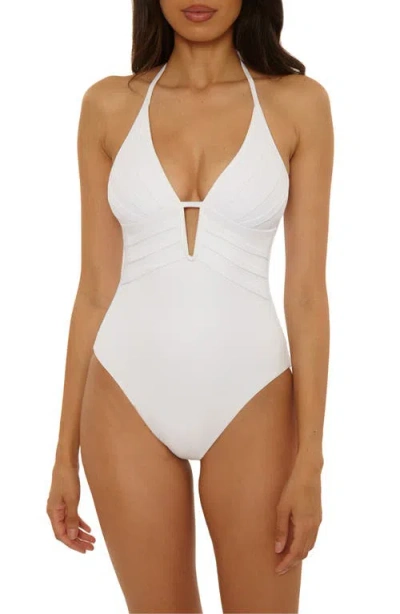 Becca Modern Edge Rib One-piece Swimsuit In White