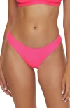 Becca Modern Edge Ribbed Hipster Bikini Bottoms In Pink Glow