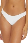 Becca Modern Edge Ribbed Hipster Bikini Bottoms In White