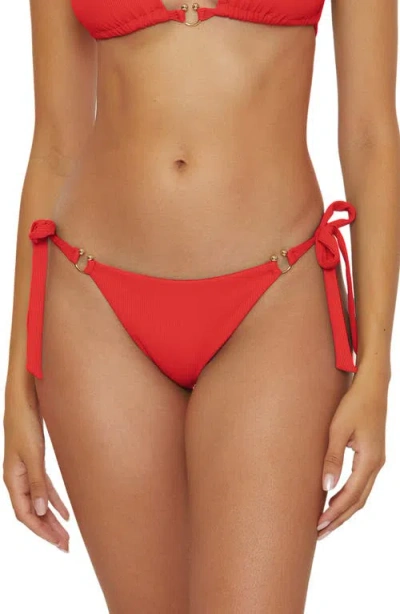 Becca Modern Edge Side Tie Bikini Bottoms In Fire