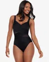 Becca Modern Edge Swimsuit Women's Black Stretch Plunge One-piece Nwo147 In Black