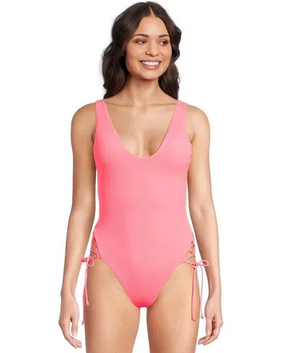 Becca Modern Edge Swimsuit Women's Coral Reef Stretch One Piece Buu285 In Pink