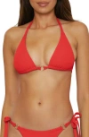 Becca Modern Edge Triangle Bikini Top In Red