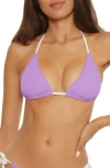 Becca Modern Reversible Rib Triangle Bikini Top In Lilac Pearl