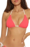 Becca Modern Reversible Rib Triangle Bikini Top In Paprika